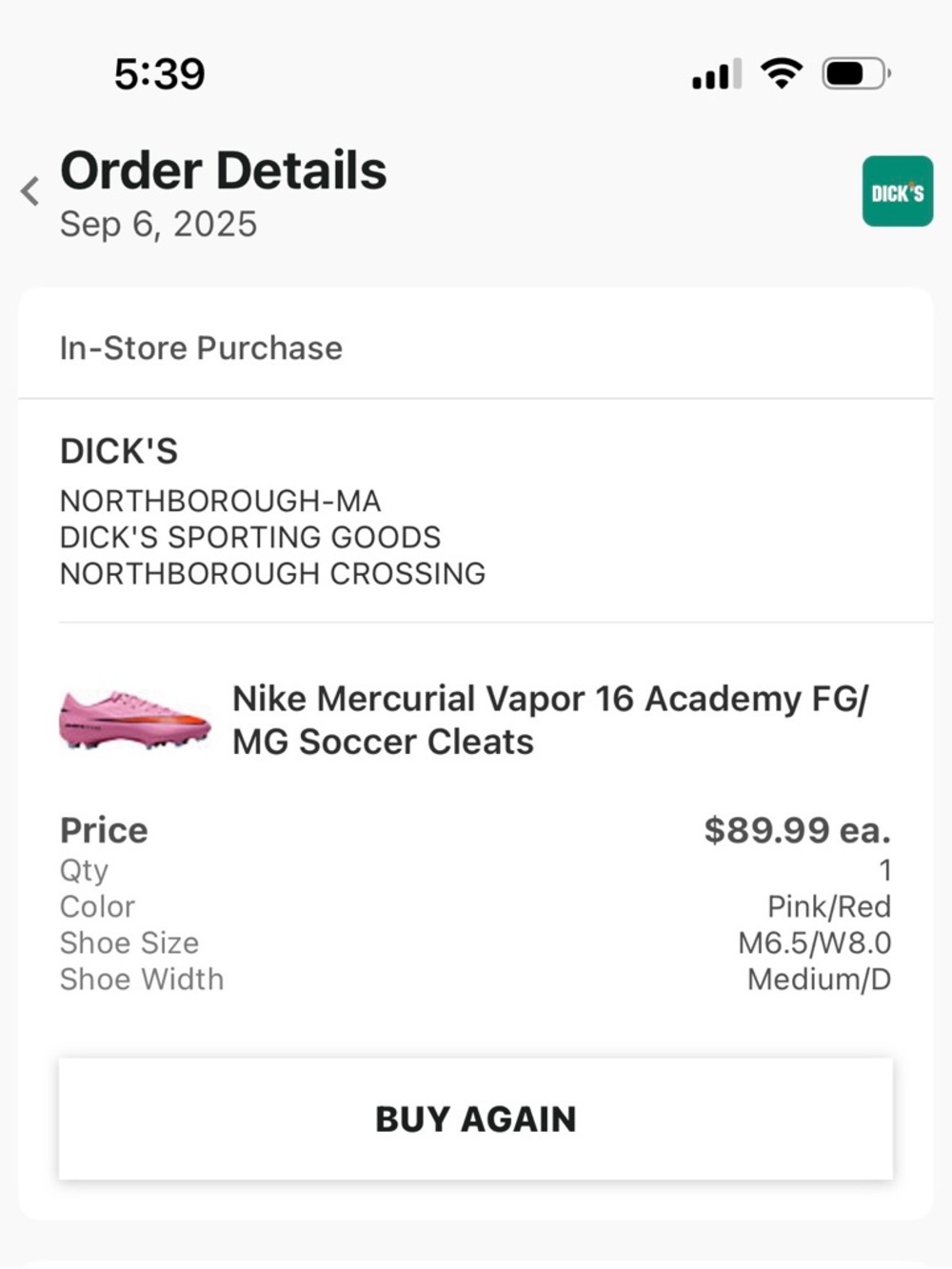 Nike Pink Mercurial Vapor Soccer Cleats with Orange Swoosh and Black Outline - Picture 4 of 4